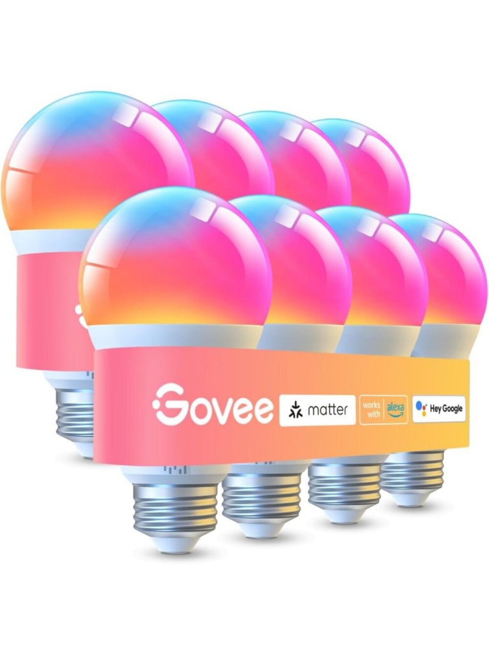 Smart LED Light Bulbs 1000LM RGBWW A19 E26 Base - 8 Pack for Home Decor